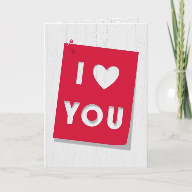 Tarjeta Festiva Te amo San Valentín de la madera (Anverso)