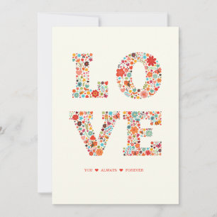 Tarjeta Festiva "Te amo, siempre, para siempre" amor floral retro