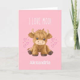 Tarjeta Festiva Te Amo Vaca Highland Cow San Valentín
