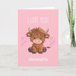 Tarjeta Festiva Te Amo Vaca Highland Cow San Valentín