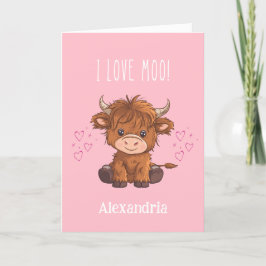 Tarjeta Festiva Te Amo Vaca Highland Cow San Valentín
