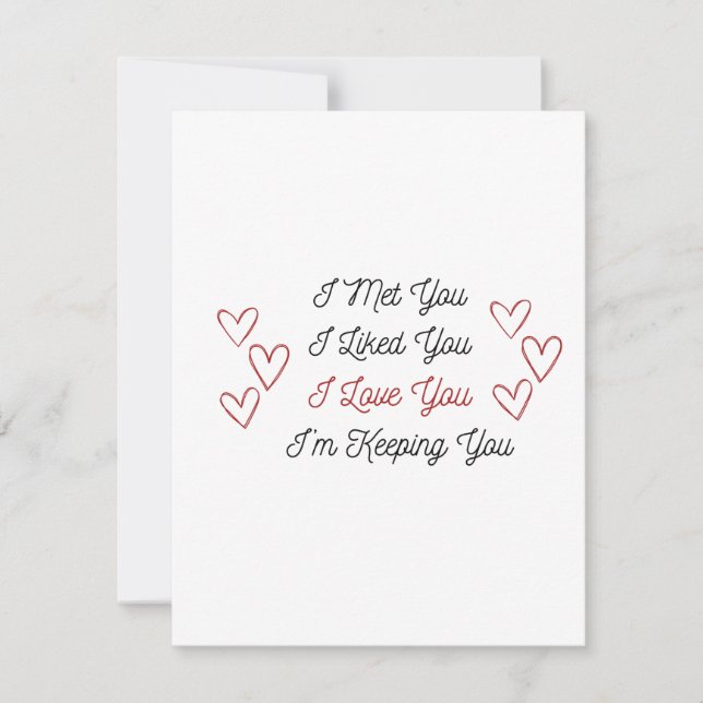 Tarjeta Festiva Te Conocí, Te Amo, Te Quedo con un  (Anverso)