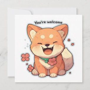 Tarjeta Festiva Te damos la bienvenida Anime Perro Feliz