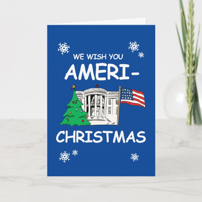 Tarjeta Festiva Te deseamos Navidades norteamericanos y un feliz a (Anverso)