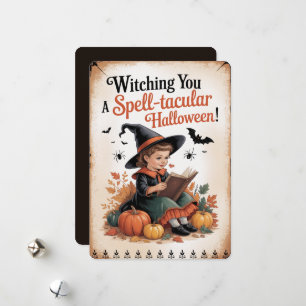 Tarjeta Festiva "Te Deseamos un Halloween Espectacular" Vintage