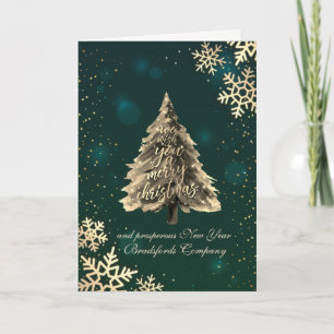 Tarjeta Festiva Te deseamos una Feliz Navidad, Pino Dorado