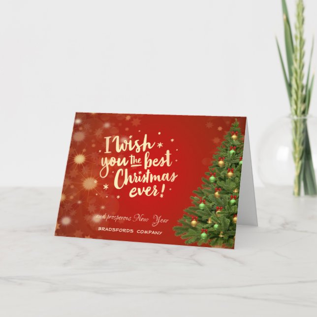 Tarjeta Festiva Te Deseo Los Mejores Navidades, Árbol, Compañía (Anverso)