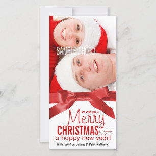 Tarjeta Festiva Te deseo una feliz foto de pareja navideña