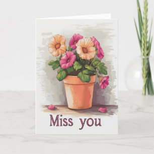 Tarjeta Festiva Te echo de menos las flores coloridas