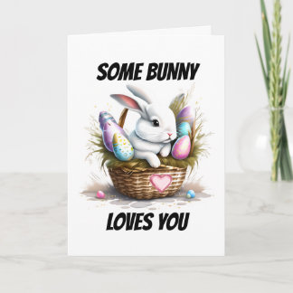 Tarjeta Festiva Te encanta el lindo juego de palabras de conejo bl