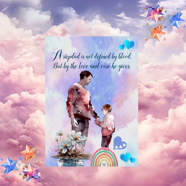 Tarjeta Festiva Te encanta Stepdad Blue Smoky Sky Cloud Rainbow Cu (Love You Stepdad Blue Smoky Sky Cloud Rainbow Cute Holiday Card)