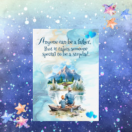 Tarjeta Festiva Te Encanta Stepdad Montañas Azules Pescando Lago