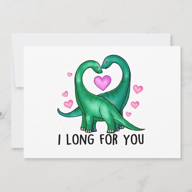 Tarjeta Festiva Te extraño dinosaurio divertido día de San Valentí (Anverso)