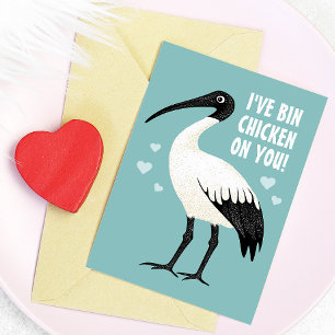 Tarjeta Festiva Te he puesto Bin Chicken - Ibis Valentines