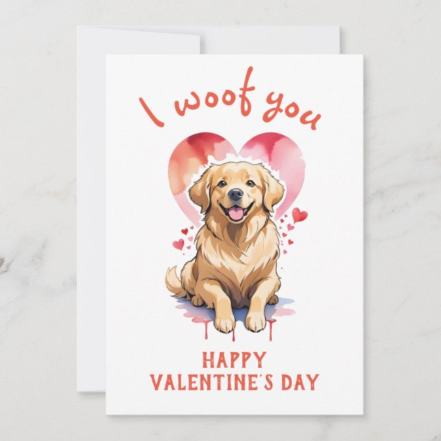 Tarjeta Festiva Te ladro perro retriever dorado día de San Valentí (Anverso)