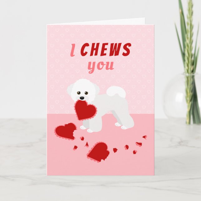 Tarjeta Festiva Te mastico El día de San Valentín Bichon Frise (Anverso)