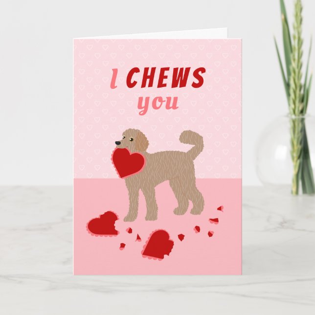 Tarjeta Festiva Te mastico El día de San Valentín de Labradoodle (Anverso)