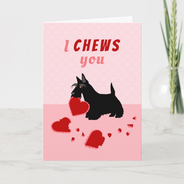 Tarjeta Festiva Te mastico El día de San Valentín de Terrier Escoc (Anverso)