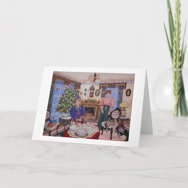 Tarjeta Festiva Té navidades en la sala de visitas (Anverso)