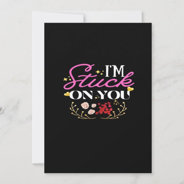 Tarjeta Festiva Te Quedo Pegado Feliz Día de San Valentín Corazón  (Anverso)