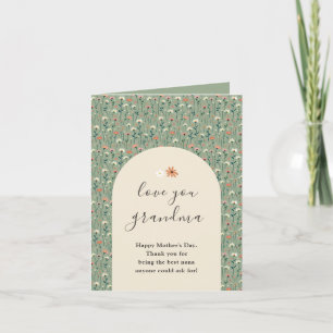 Tarjeta Festiva Te Quiero Abuela Verde Sage Día de la Madre