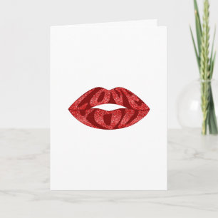 Tarjeta Festiva Te quiero con letras purpurinas dentro de los labi