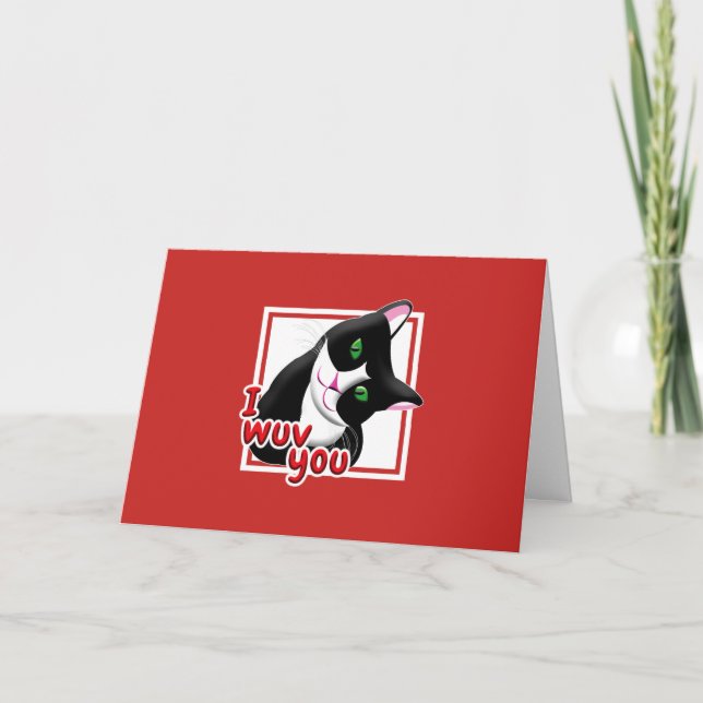 Tarjeta Festiva Te quiero gato de San Valentín (Anverso)