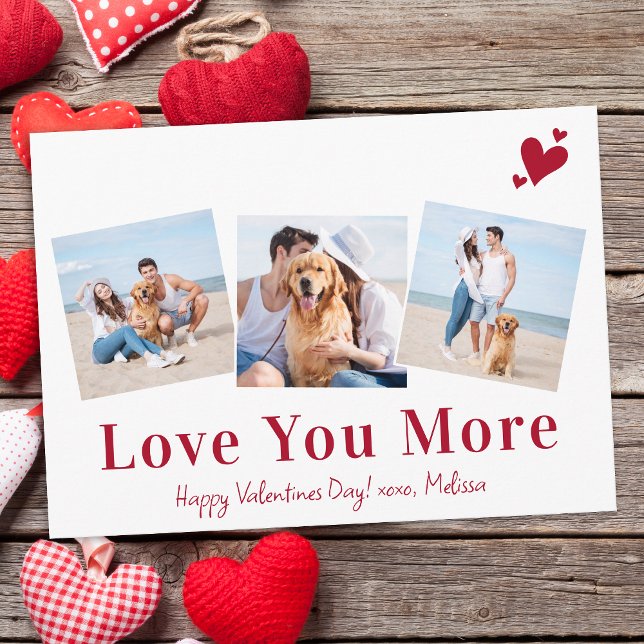 Tarjeta Festiva Te quiero más Personalizado 3 Foto Feliz Día de Sa (Subido por el creador)