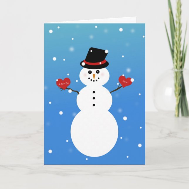 Tarjeta Festiva Te quiero más Snowman (Anverso)