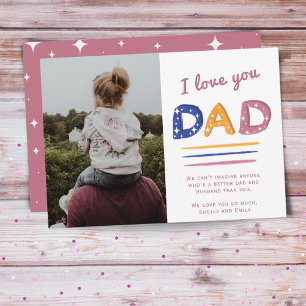 Tarjeta Festiva Te quiero Papá Tipografía Rosa Foto