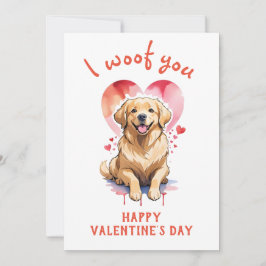 Tarjeta Festiva Te quiero perro retriever dorado día de San Valent