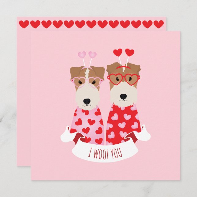 Tarjeta Festiva Te quiero perro Terrier galés de San Valentín (Anverso / Reverso)