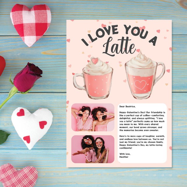 Tarjeta Festiva ¡Te quiero un latte, Galentine! Amigos personaliza (Subido por el creador)