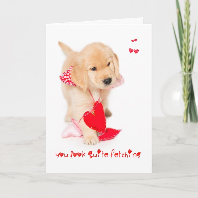 Tarjeta Festiva Te ves atrapando a Puppy Valentine (Anverso)