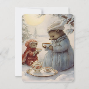 Tarjeta Festiva té vintage de navidades lindos