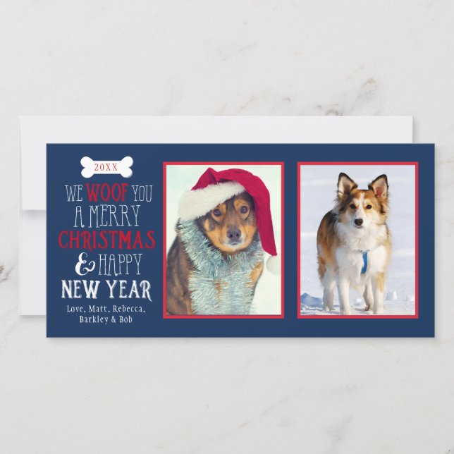 Tarjeta Festiva Te Woodamos Una Fotaraña Mascota De Perro De Navid (Anverso)