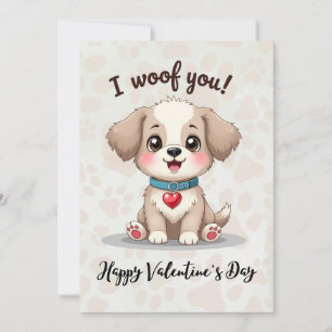 Tarjeta Festiva Te Woof Happy Valentines Day Card