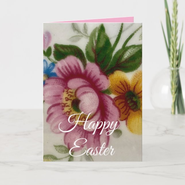 Tarjeta Festiva Tea Cup Floral Bouquet (Anverso)