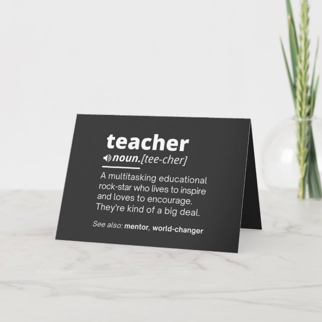 Tarjeta Festiva Teacher Definition - Funny Teaching School Teacher (Anverso)