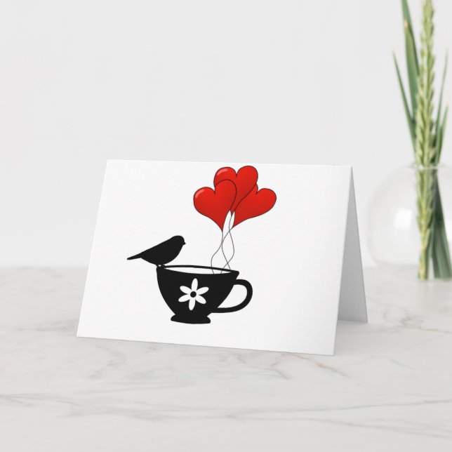 Tarjeta Festiva Teacup of Hearts (Anverso)