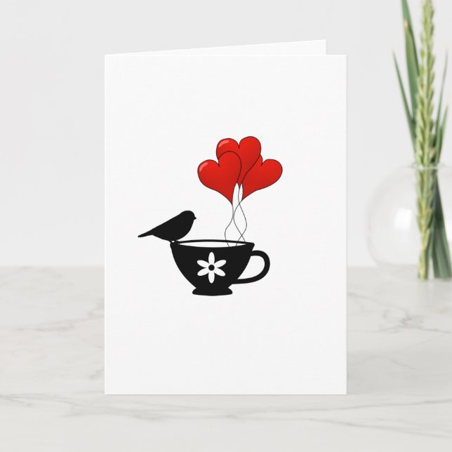 Tarjeta Festiva Teacup of Hearts (Anverso)