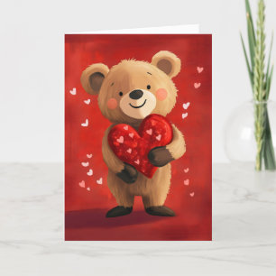 Tarjeta Festiva Teady Bear Red Heart