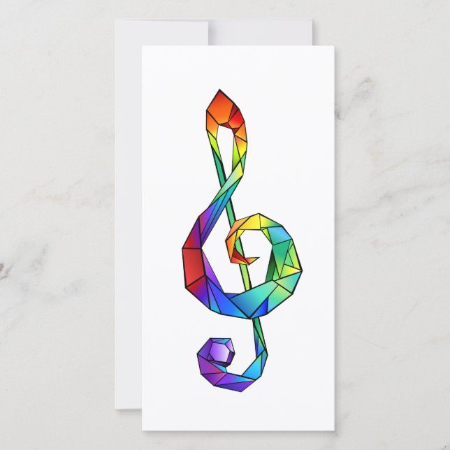 Tarjeta Festiva Tecla musical arcoiris tremendo clef (Anverso)