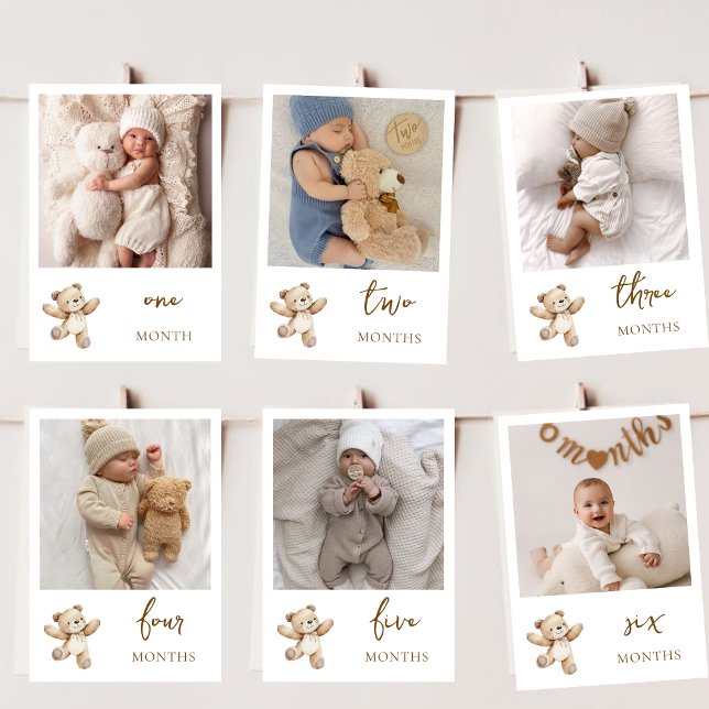 Tarjeta Festiva Teddy Bear First Anniversary Photo Banner Card (Subido por el creador)