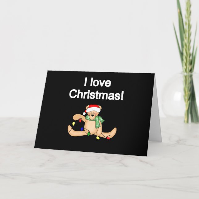 Tarjeta Festiva Teddy Bear I Love Navidades Tshirts and Gifts (Anverso)