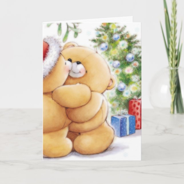 Tarjeta Festiva Teddy Bear Santa (Anverso)