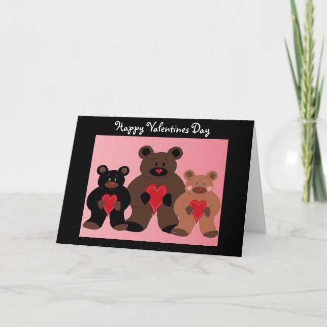 Tarjeta Festiva Teddy Bears Valentine Greeting (Anverso)