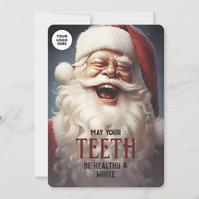 Tarjeta Festiva Teeth Healthy White Santa Smile Dentist Business (Anverso)