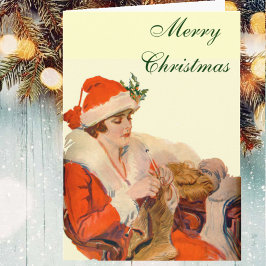 Tarjeta Festiva Tejido para Navidades