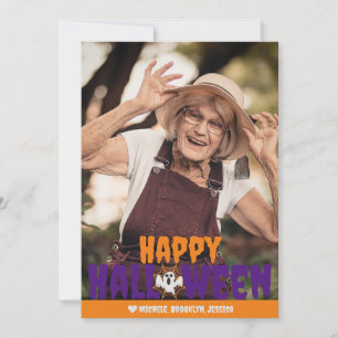 Tarjeta Festiva Tela de araña naranja espeluznante Feliz Halloween